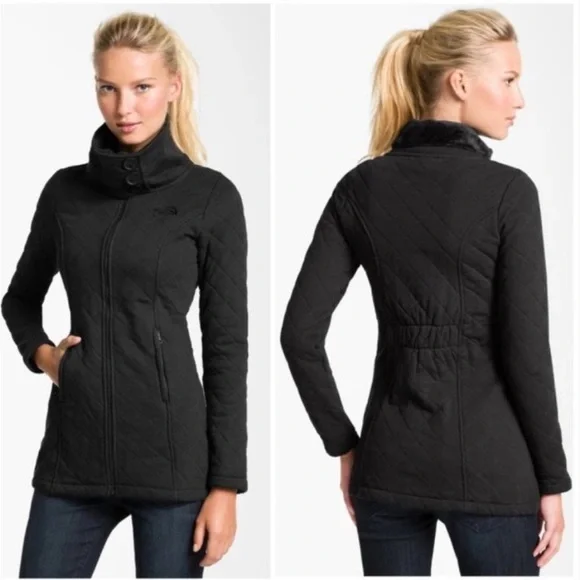 The North Face Caroluna Quilted long Jacket Fleece Lined Large L - Picture 13 of 13